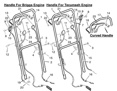 Handle Assembly For Briggs And Tecumseh Engine Diagram and Parts List for 21765C 1996 Briggs and Stratton Lawn Mower